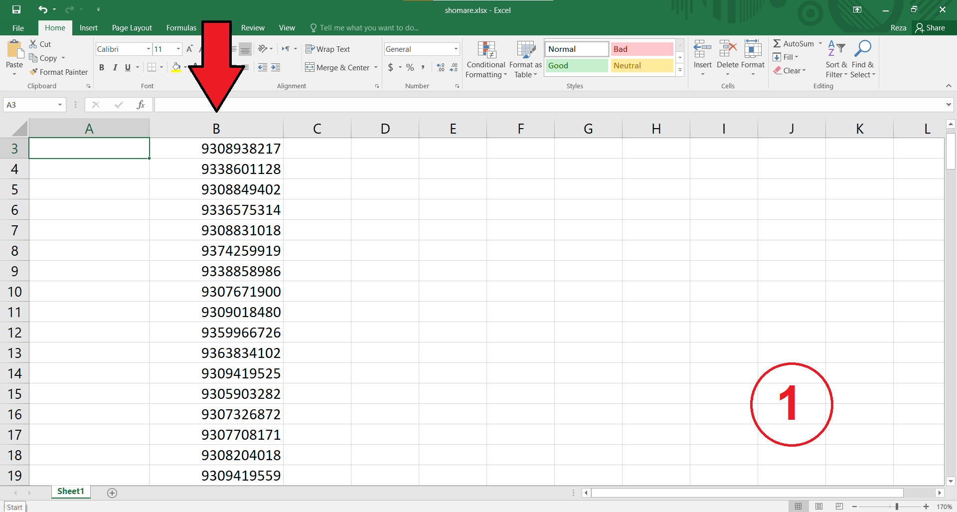 آموزش اضافه کردن +98 به اول لیست شماره موبایل با اکسل