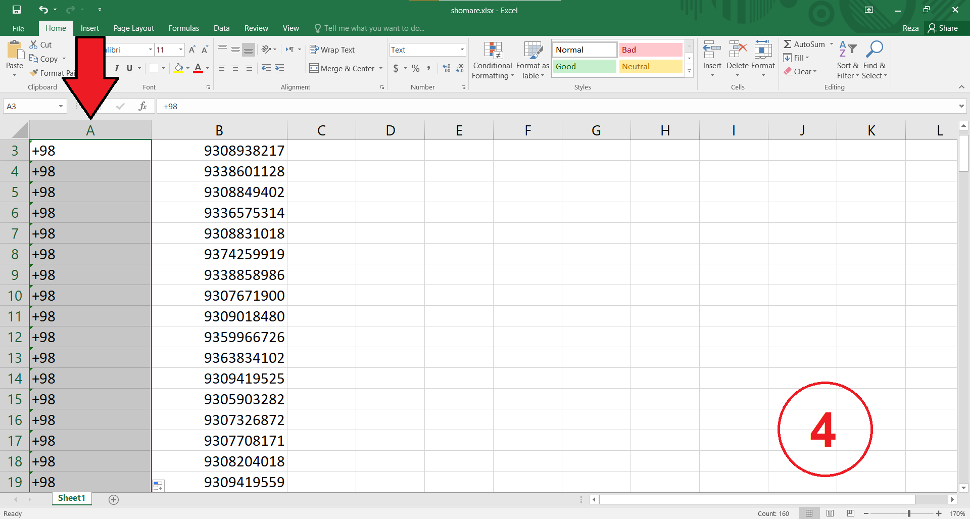 اضافه کردن +98 به اول بانک شماره موبایل