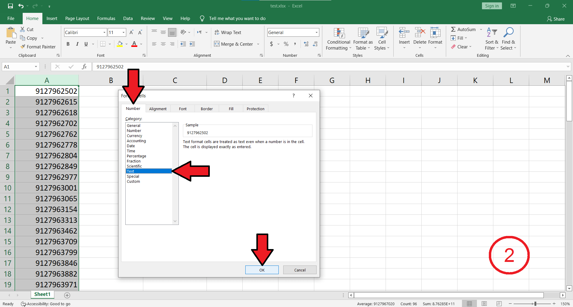 اضافه کردن 0 به اول لیستی از شماره موبایل با اکسل