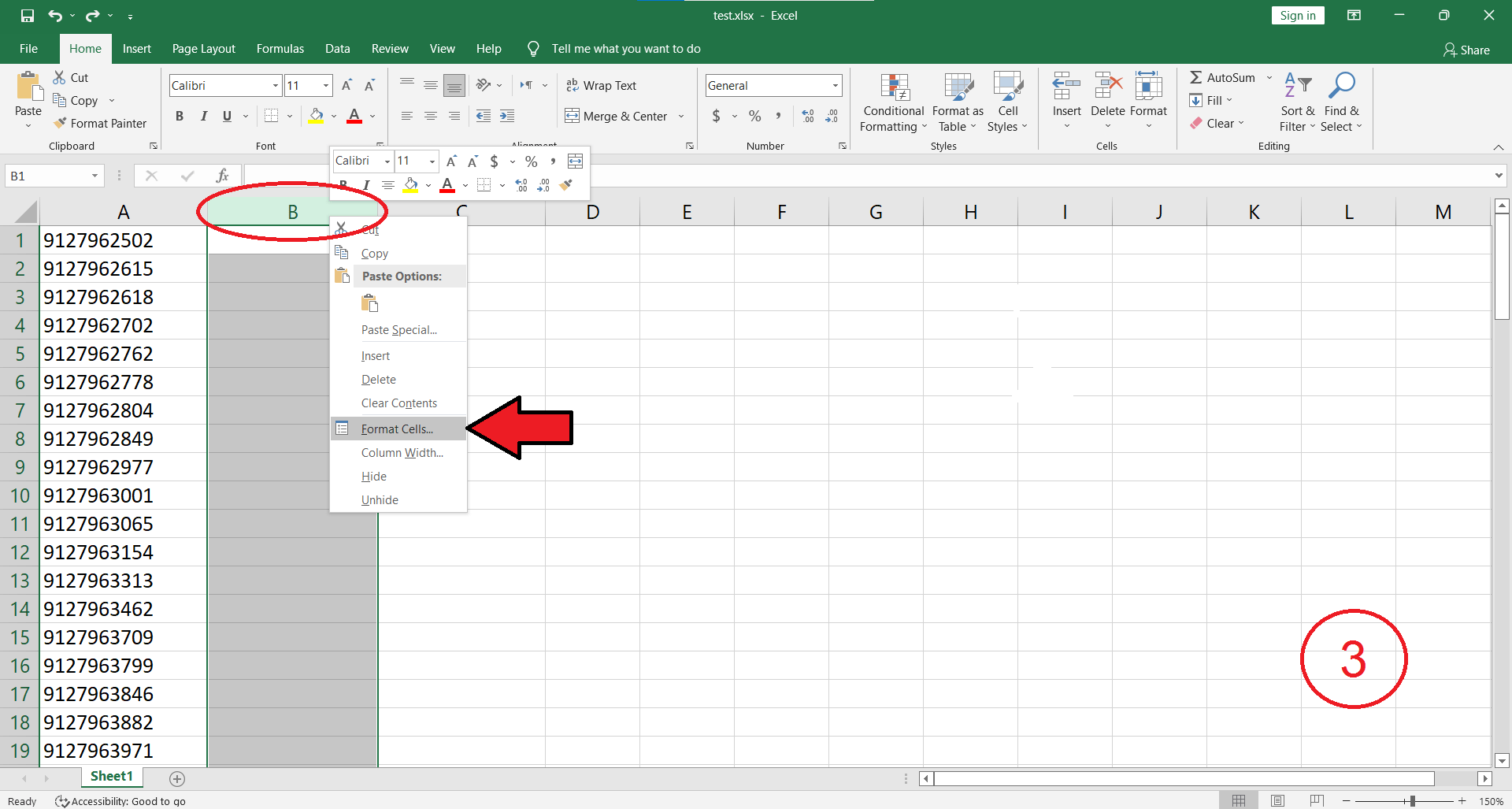 اضافه کردن صفر به اول شماره موبایل با اکسل