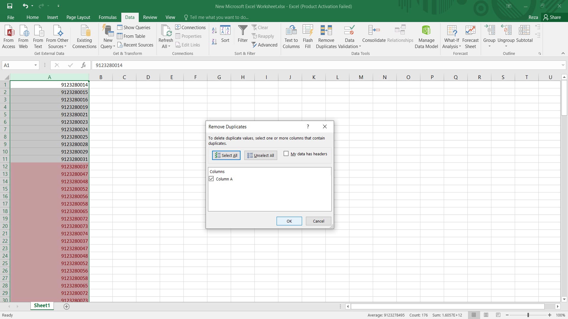 حذف شمارهموبایل های تکراری با اکسل