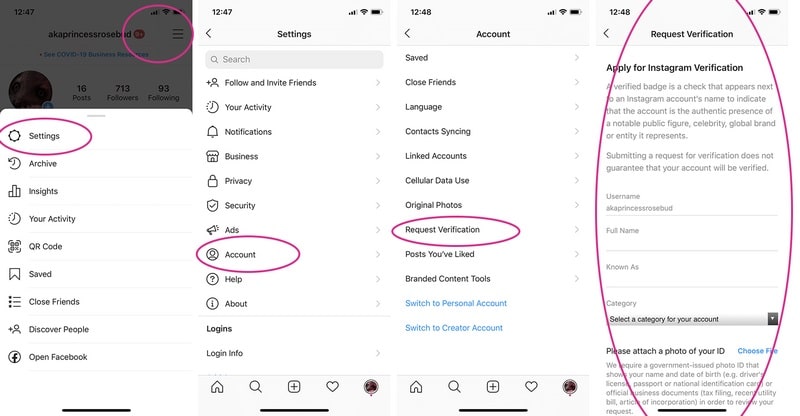 مراحل گرفتن تیک آبی اینستاگرام