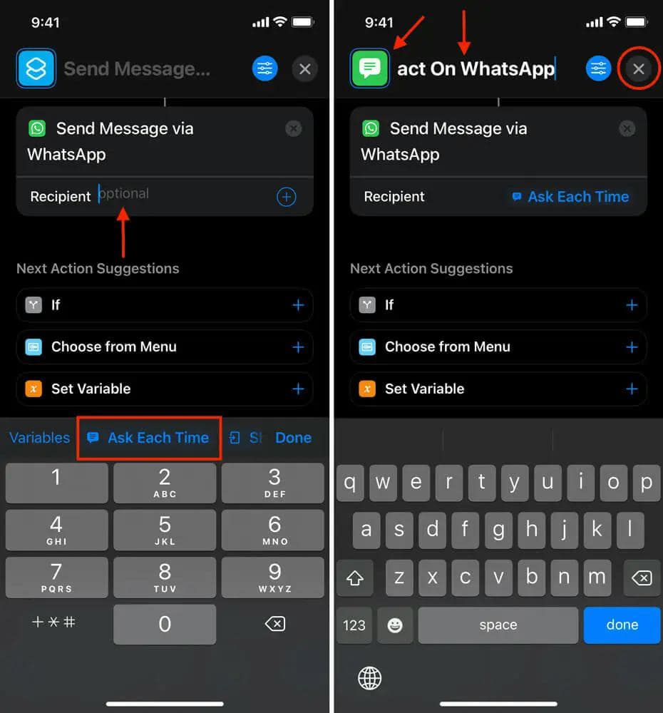 استفاده از میانبر IOS برای ارسال پیام در واتساپ