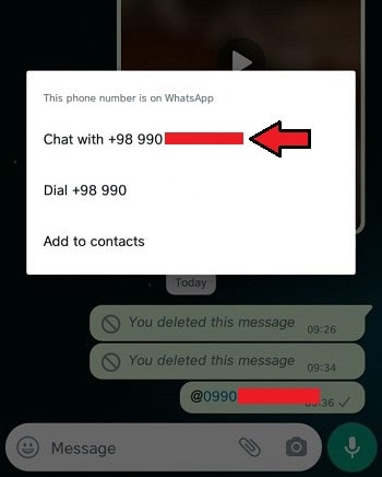 تبدیل شماره مخاطب به آیدی در صفحه چت واتساپ